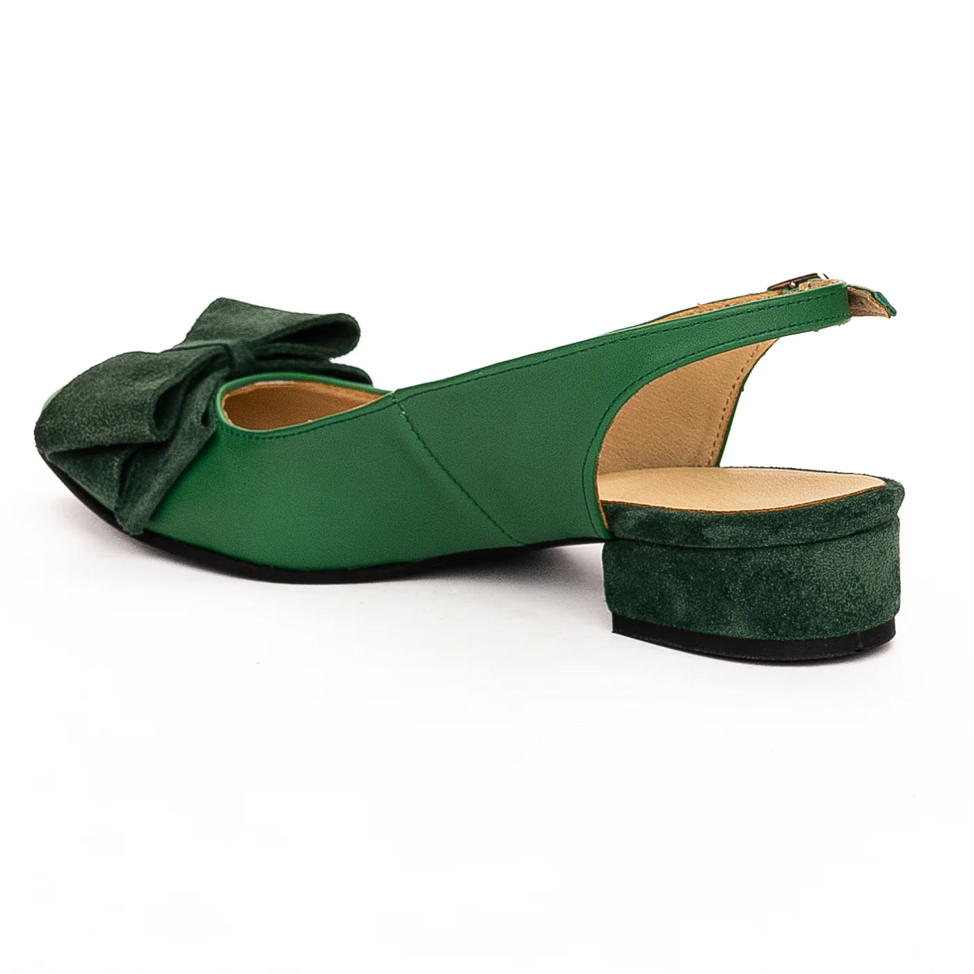 Sandale dama din piele naturala toc 3cm verde 13248 - Image 2