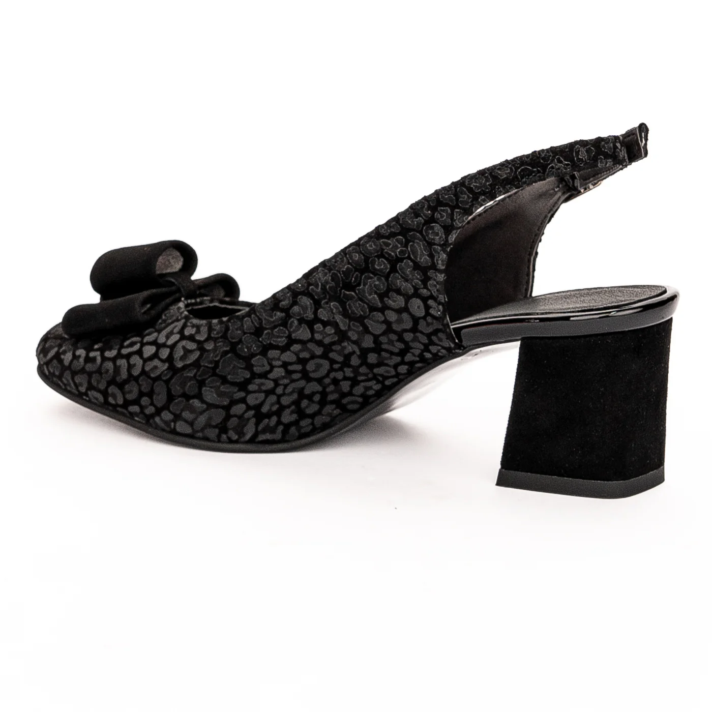 Sandale dama din piele naturala toc 6cm neagra 13246 - Image 2