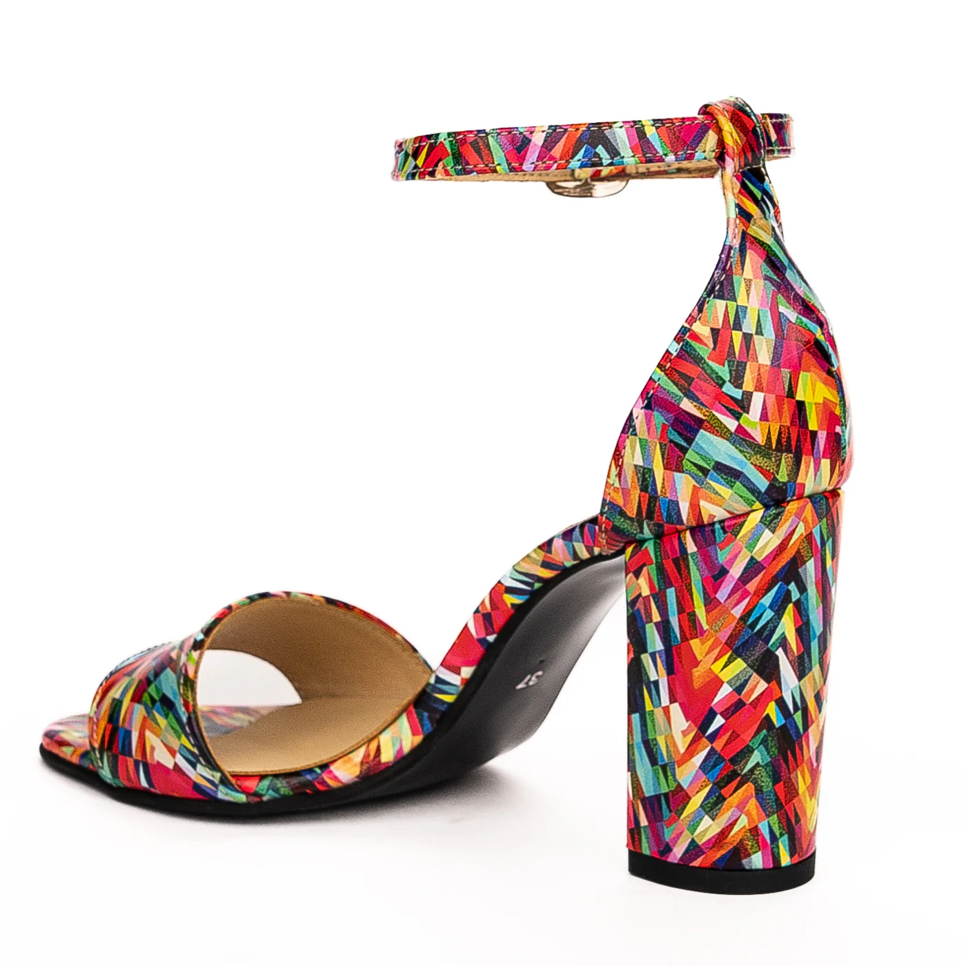 Sandale dama din piele naturala toc 9cm multicolor 13241 - Image 2