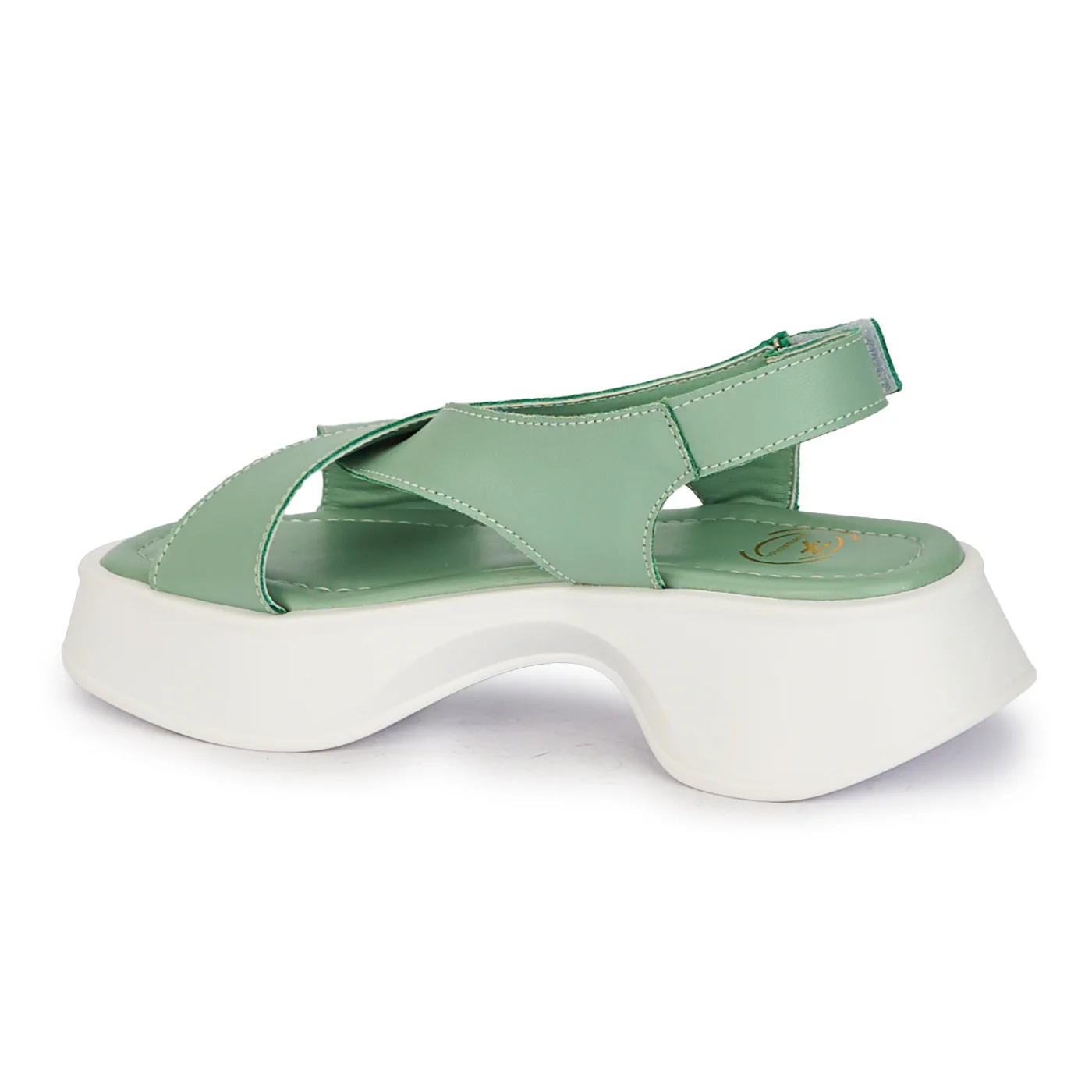 Sandale dama din piele naturala verde cu talpa inalta 18222 - Image 2