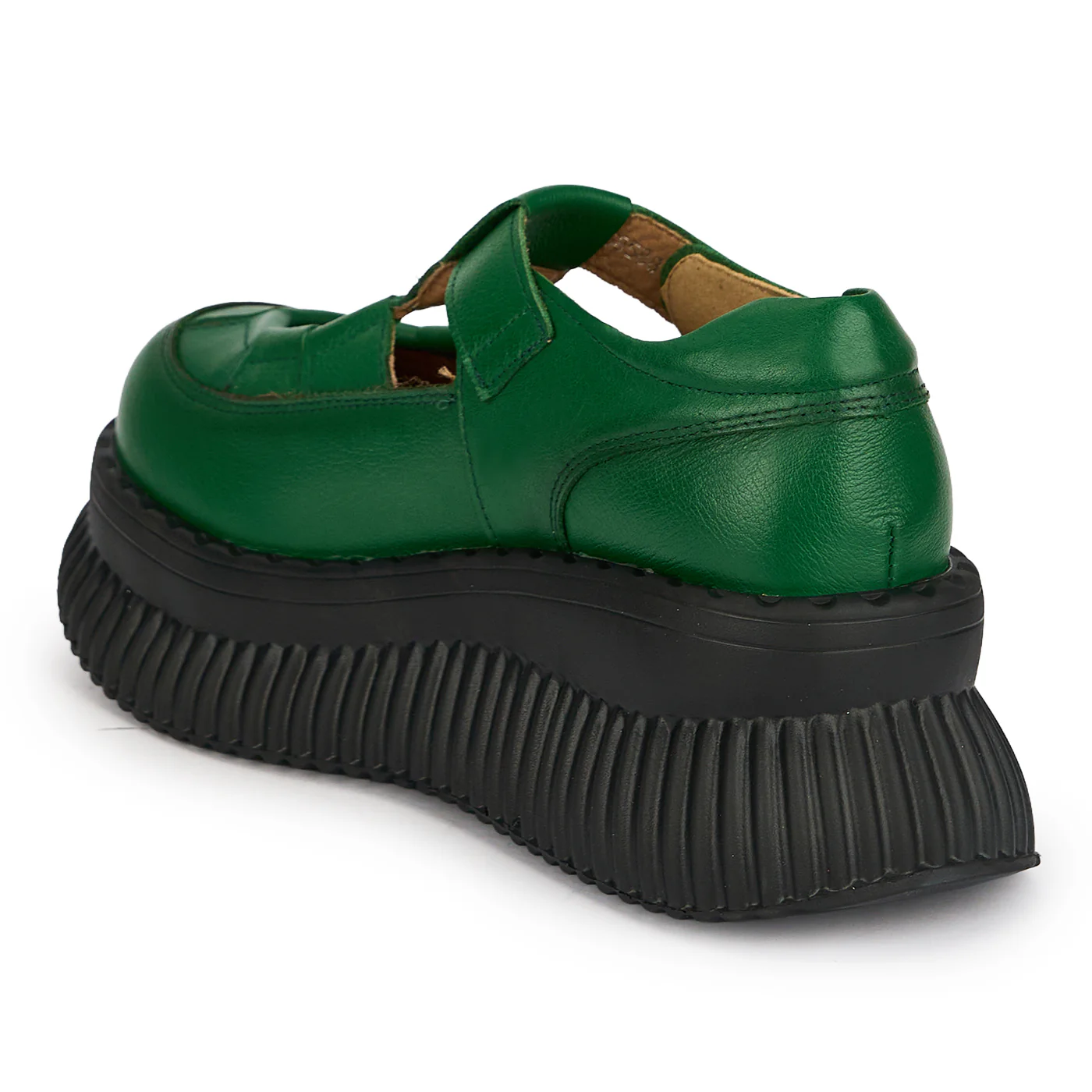Sandale dama din piele naturala verde cu talpa inalta 6 cm 19558 - Image 2