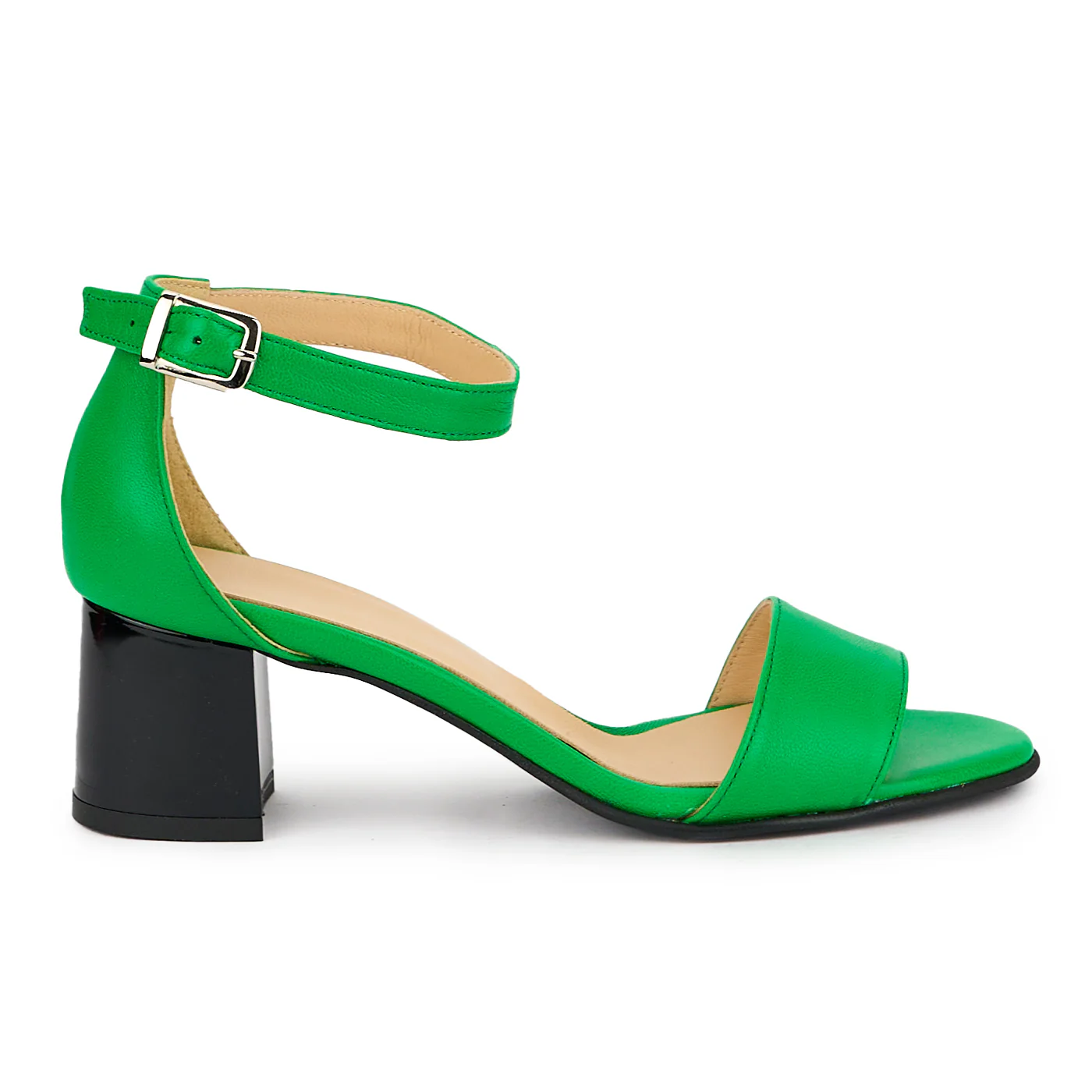 Sandale dama din piele naturala verde cu toc 5.5 cm 15238