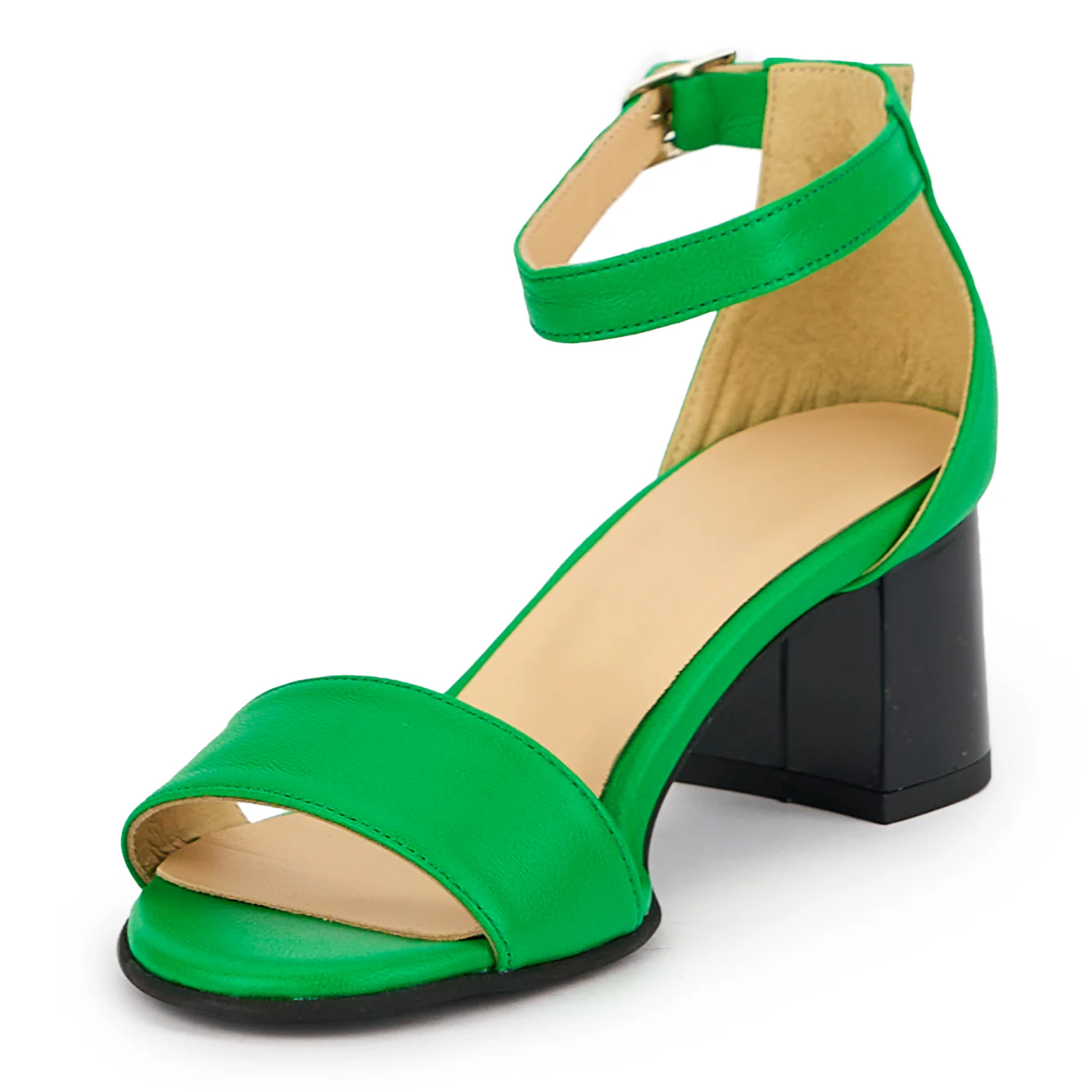 Sandale dama din piele naturala verde cu toc 5.5 cm 15238 - Image 3