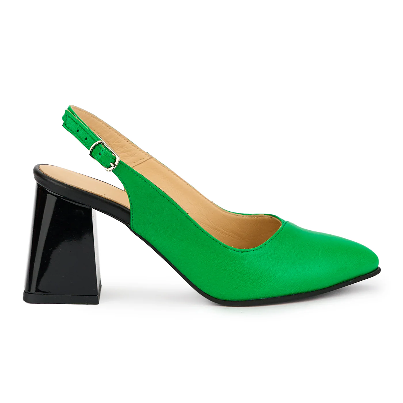 Sandale dama din piele naturala verde cu toc 7.5 cm 15237