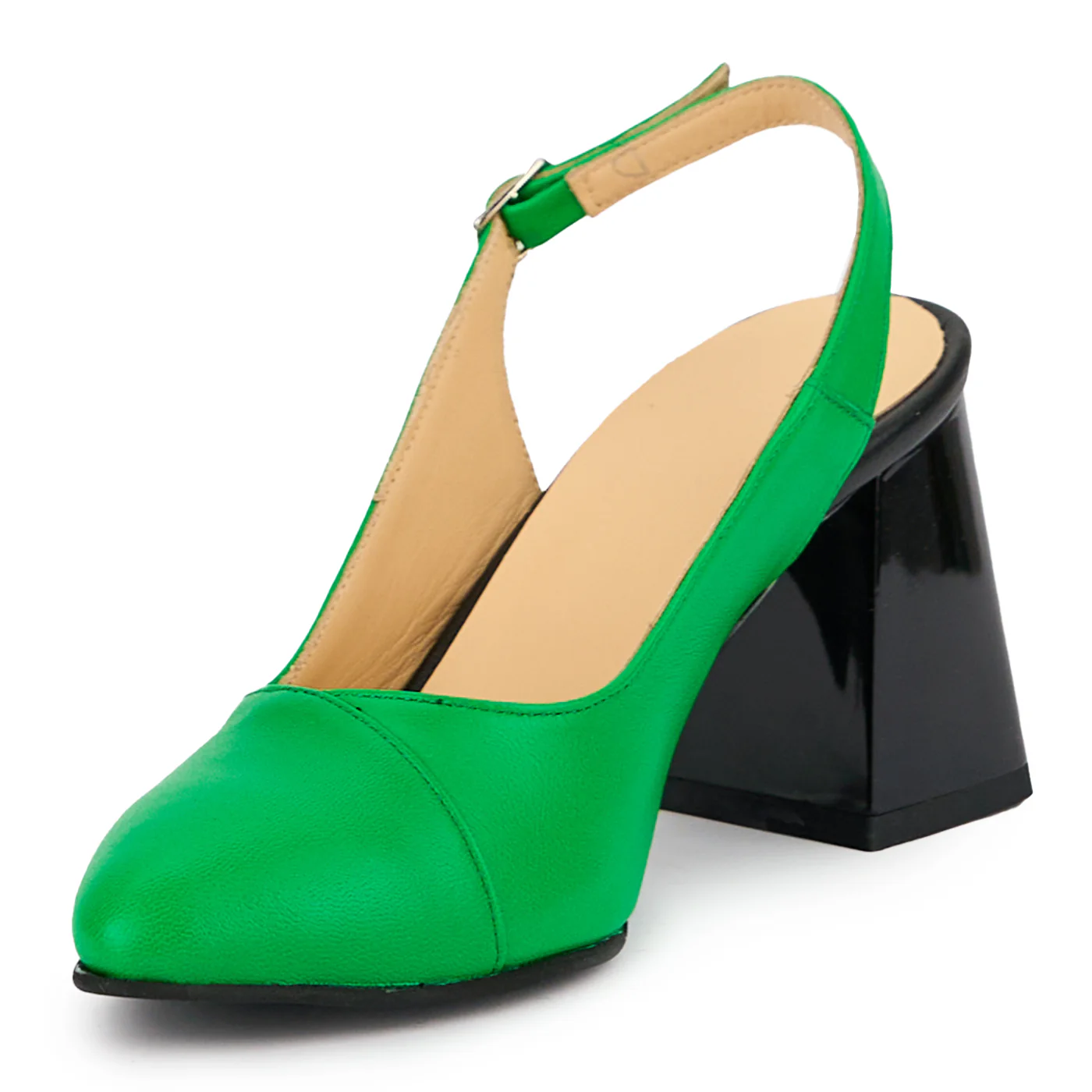 Sandale dama din piele naturala verde cu toc 7.5 cm 15237 - Image 3