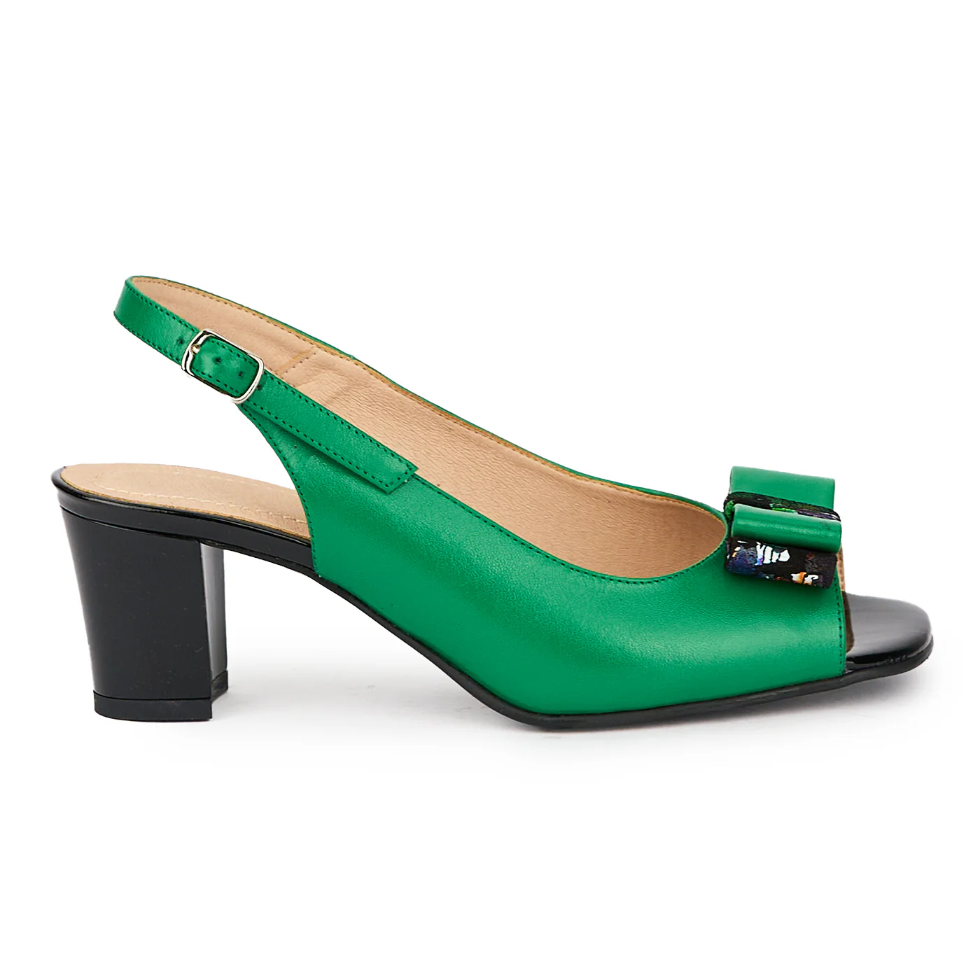 Sandale dama din piele naturala verde cu toc gros 6 cm 15455