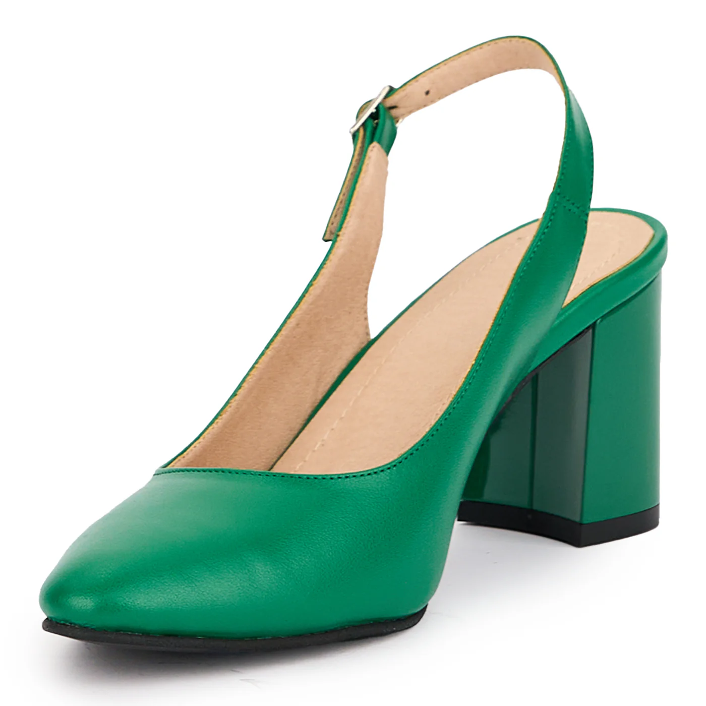 Sandale dama din piele naturala verde cu toc gros 7.5 cm 16901 - Image 3
