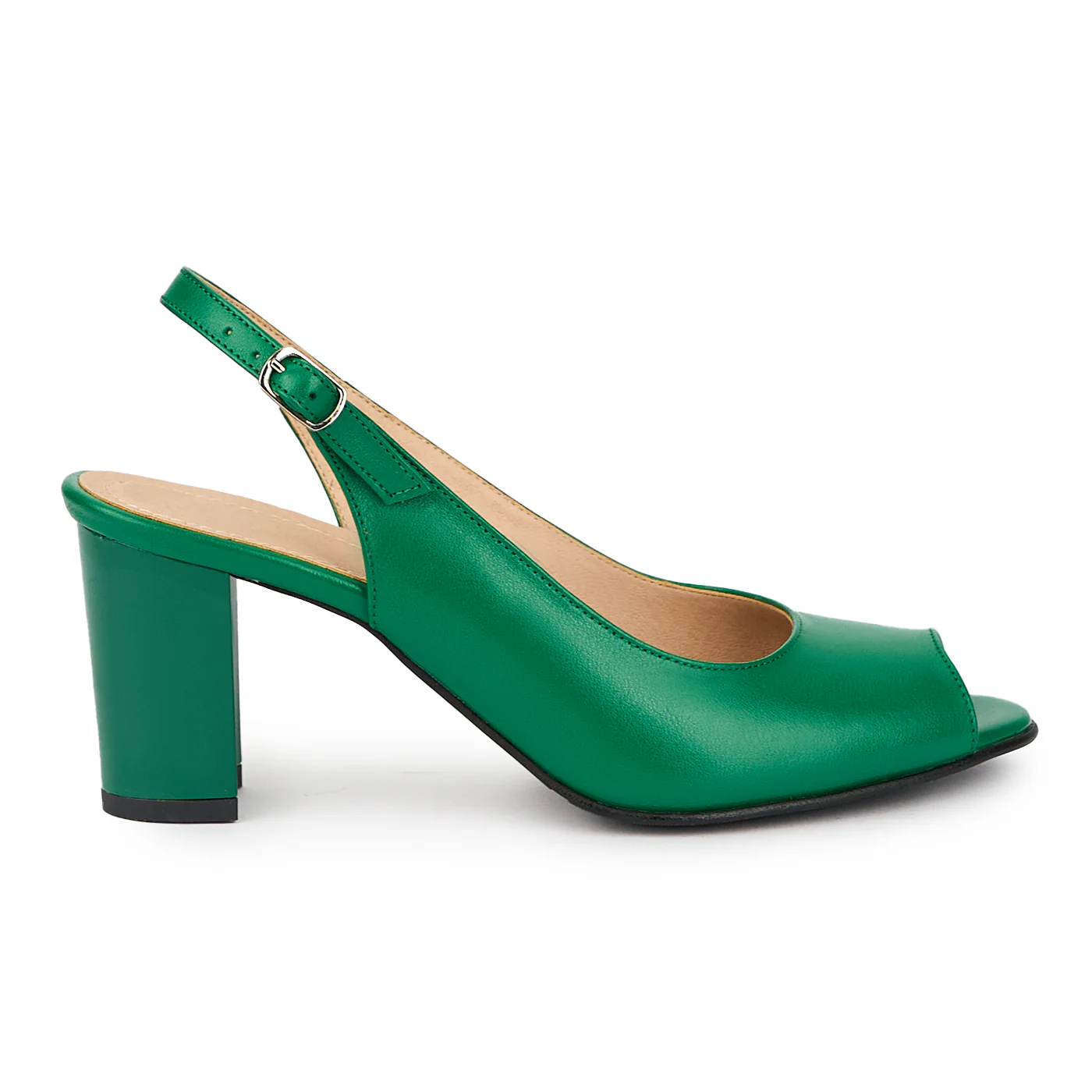 Sandale dama din piele naturala verde cu toc gros 7 cm 15708