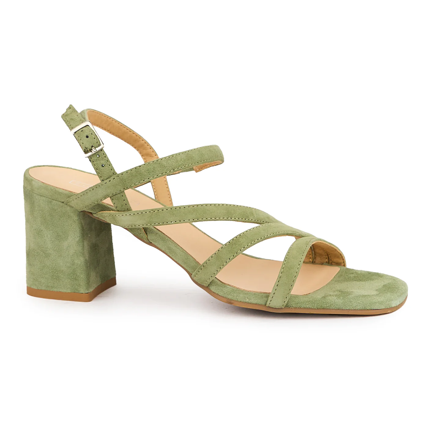 Sandale dama din piele naturala verde cu toc gros 7 cm 16194