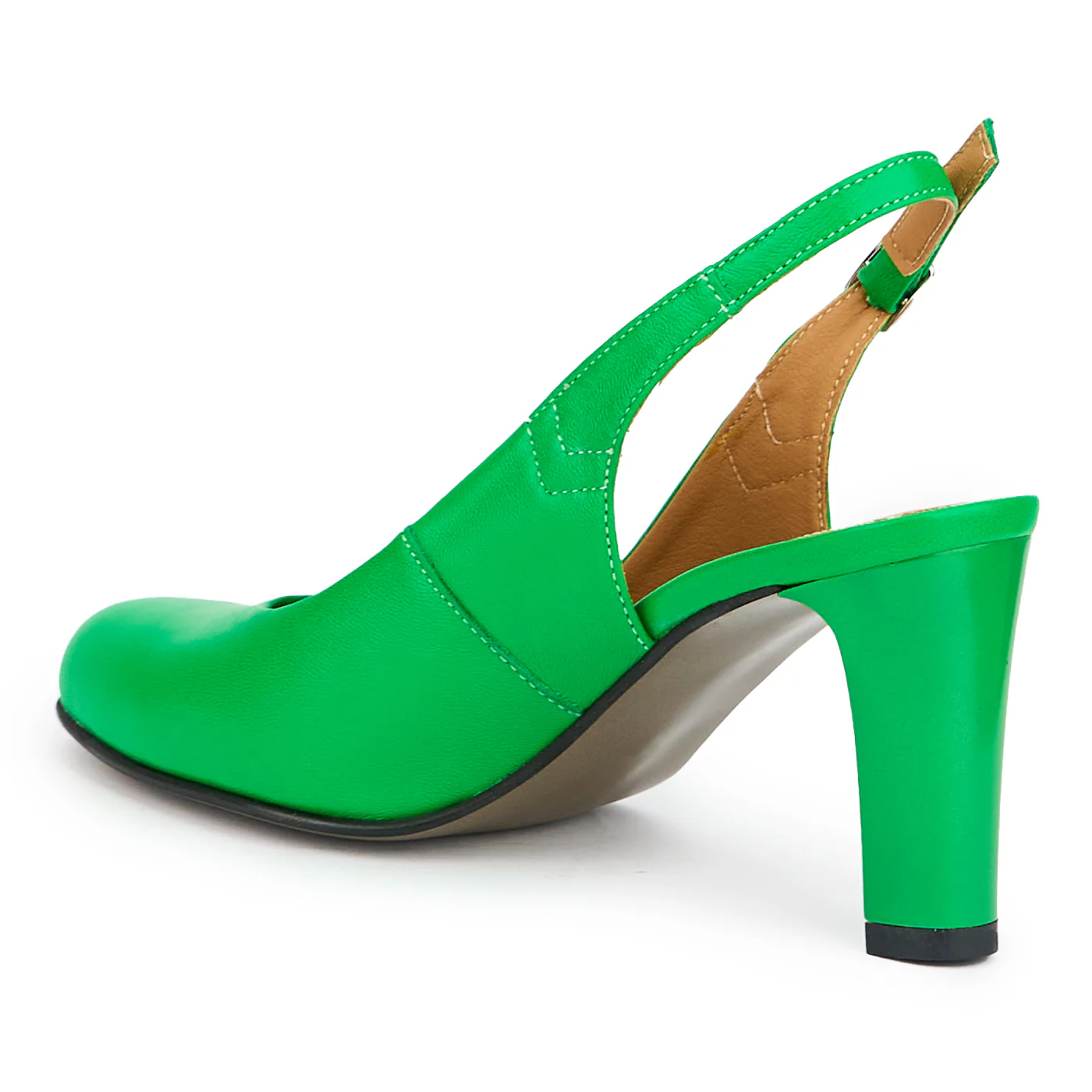 Sandale dama din piele naturala verde cu toc gros 8 cm 15172 - Image 2