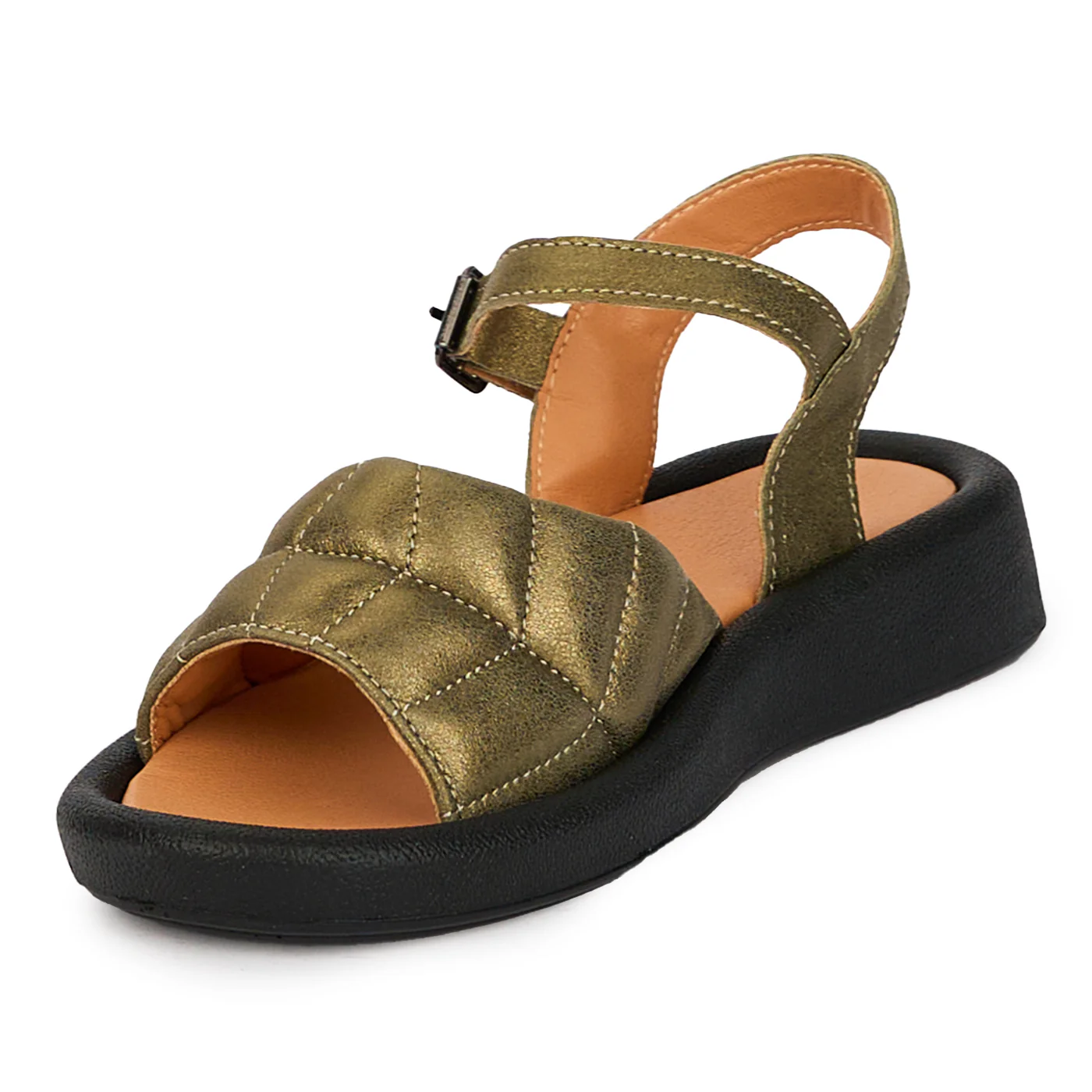 Sandale dama din piele naturala verde metalizat 18135 - Image 3