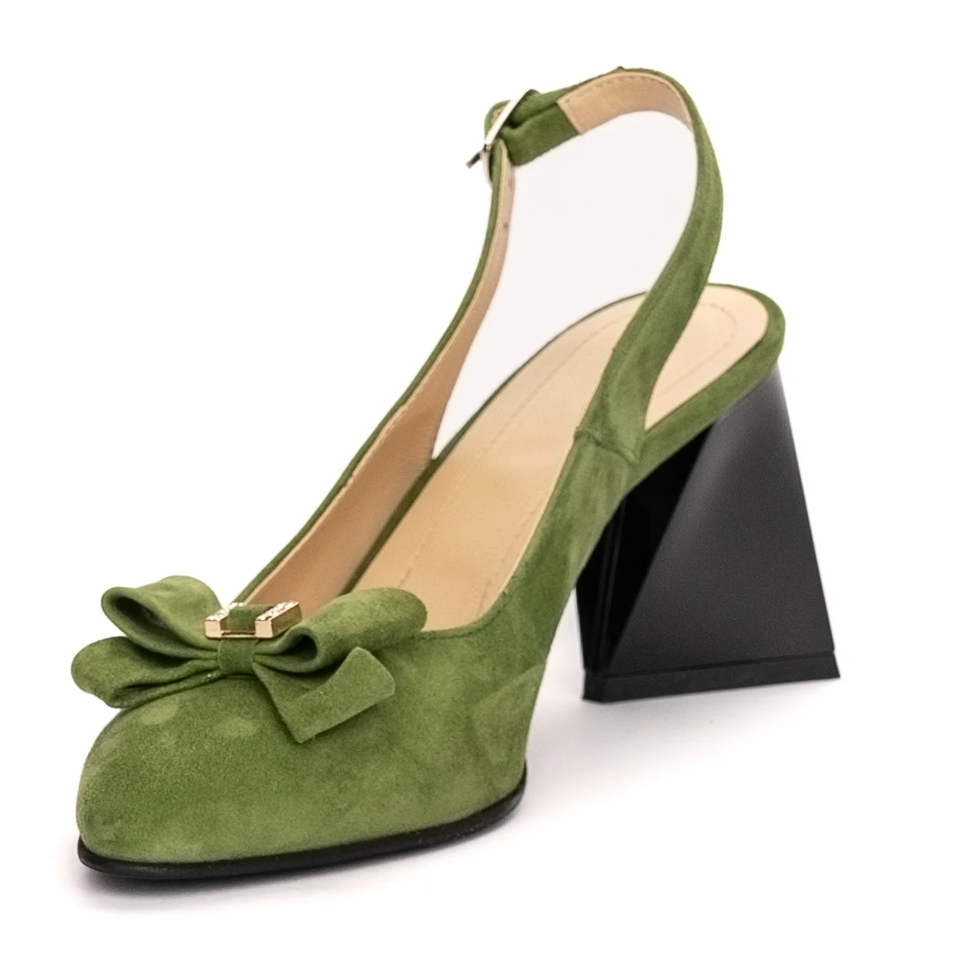 Sandale dama din piele naturala verde toc gros 13378 - Image 3