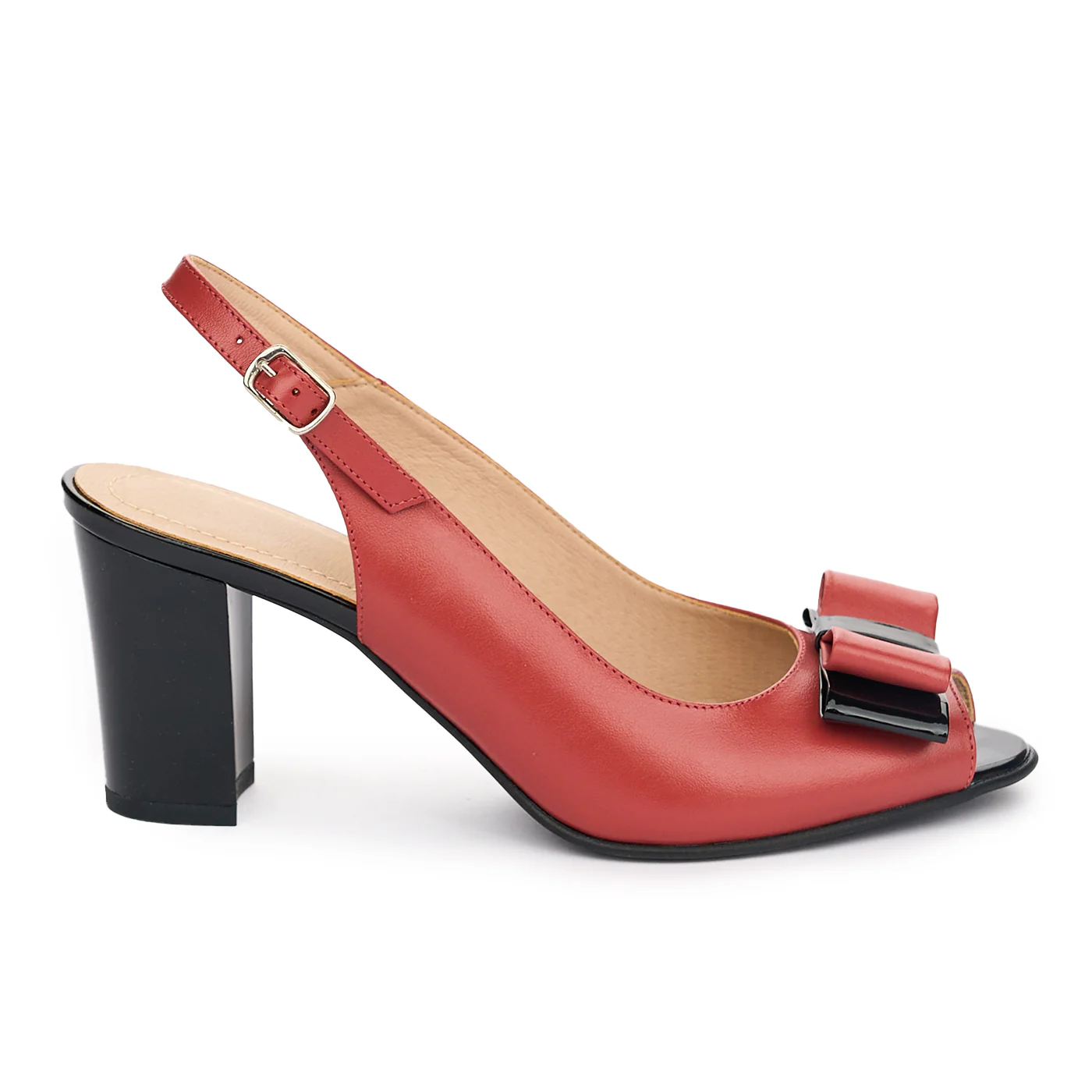 Sandale dama din piele naturala visinie cu toc 7.5cm 13088