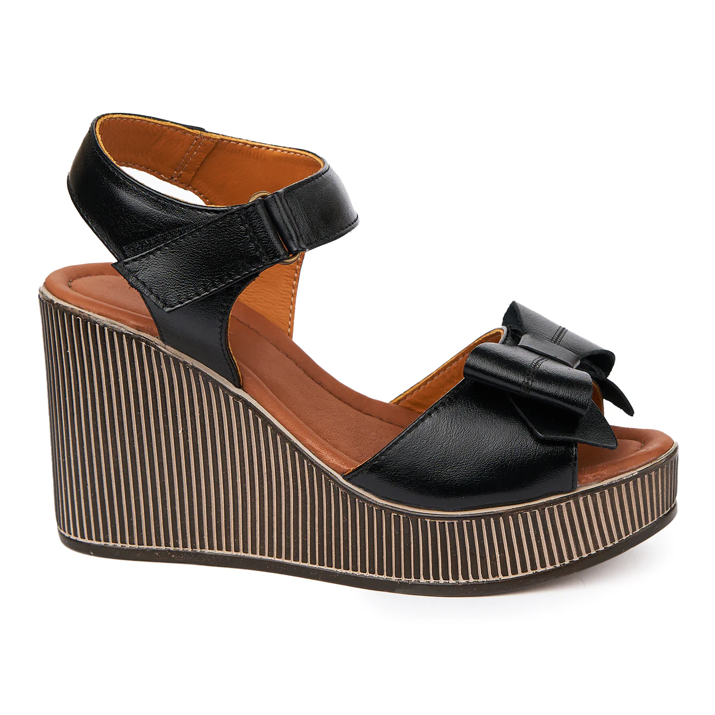 Sandale dama din piele neagra cu platforma 2366