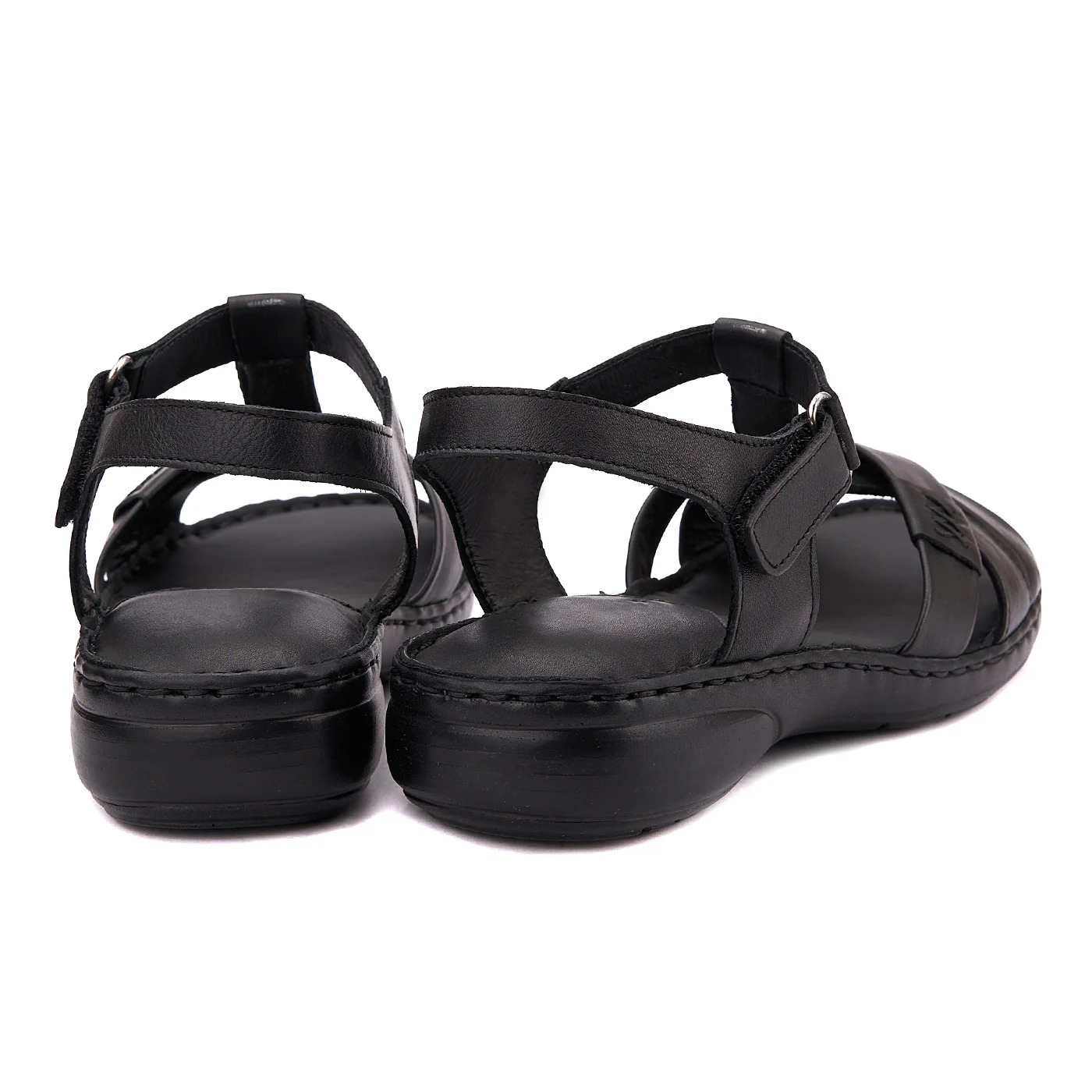 Sandale dama din piele neagra fara toc 2117 - Image 2