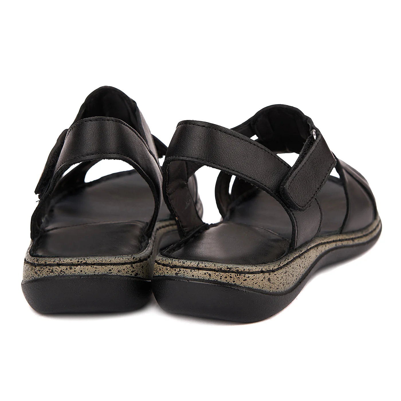 Sandale dama din piele neagra fara toc 2175 - Image 2