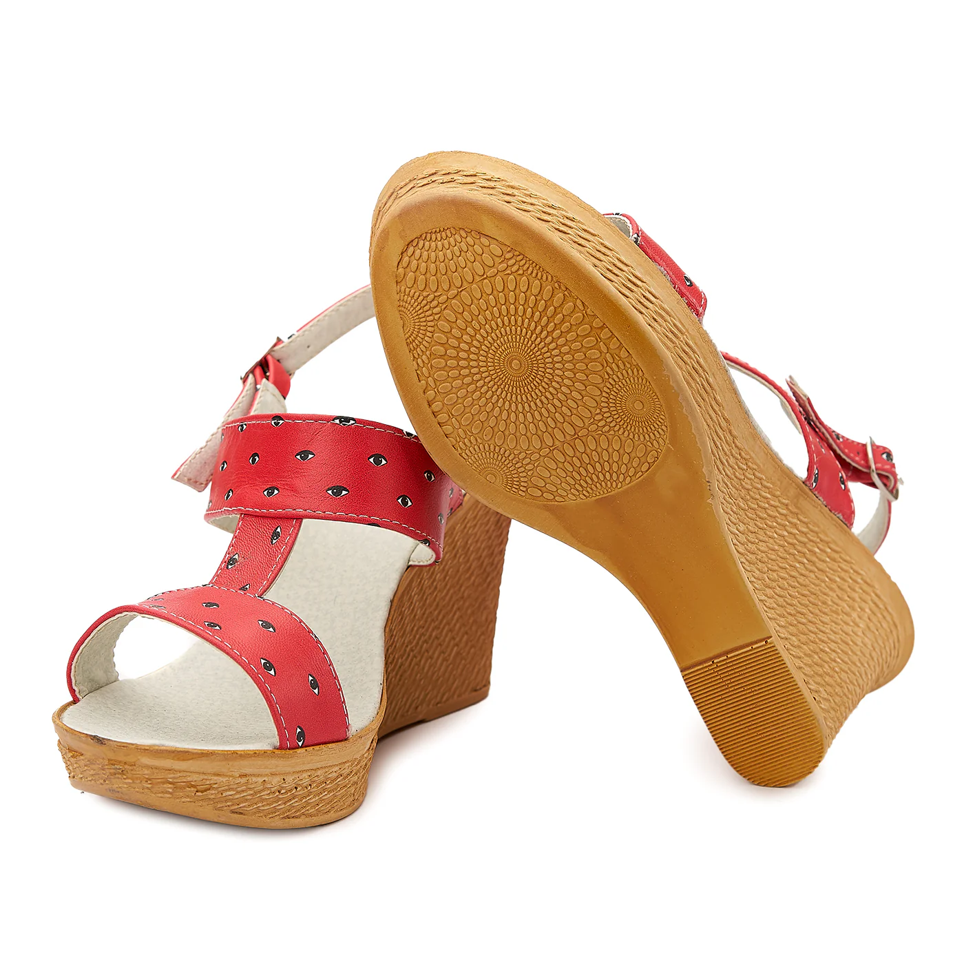 Sandale dama din piele rosie cu platforma 2062 - Image 3
