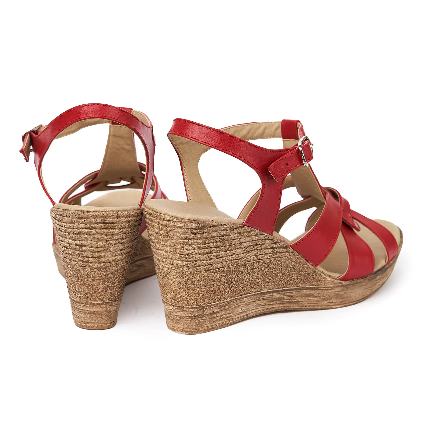 Sandale dama din piele rosie cu platforma 2429 - Image 2