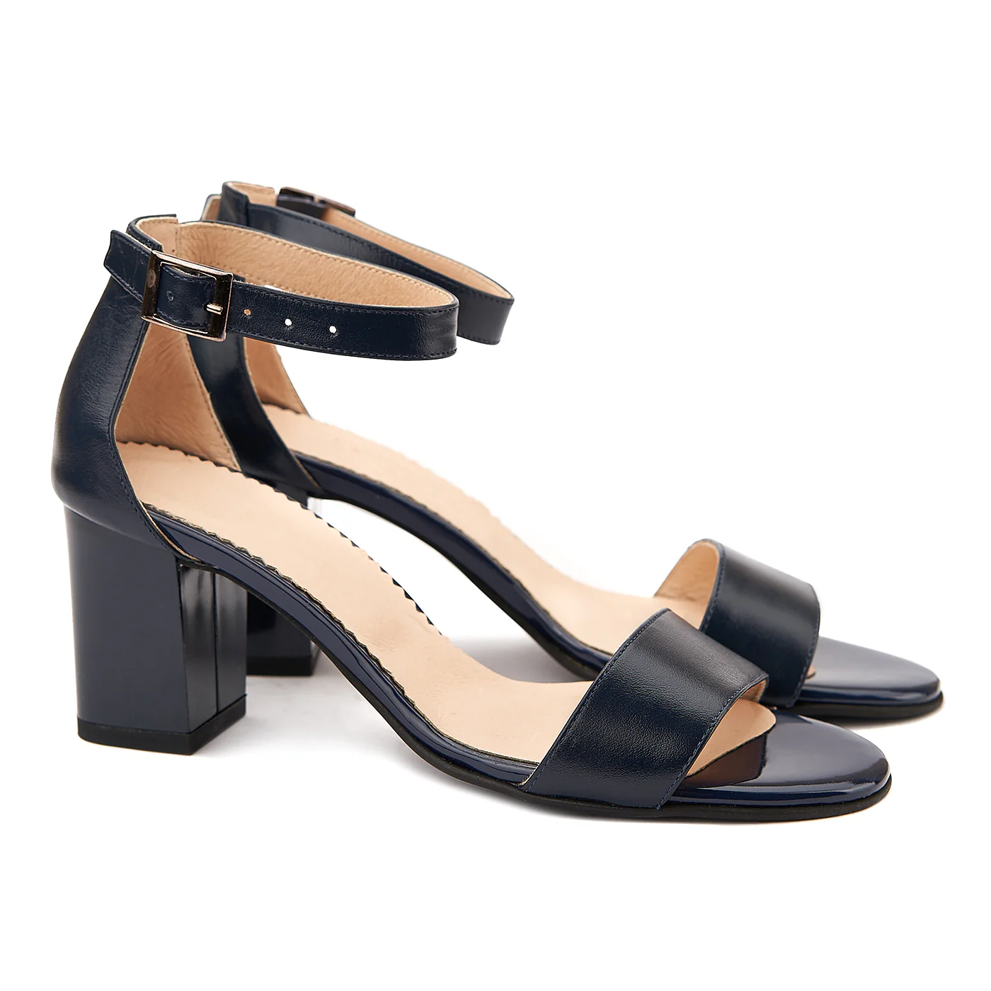 Sandale dama elegante din piele naturala bleumarin 5078
