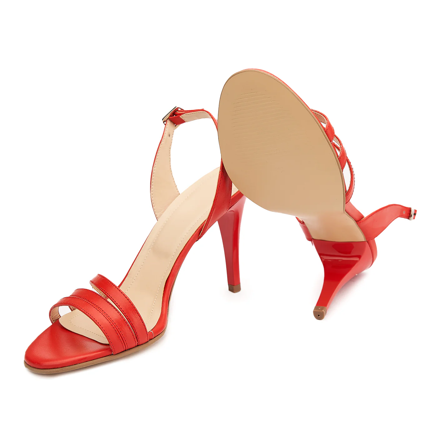 Sandale dama elegante din piele naturala rosie 5185 - Image 3