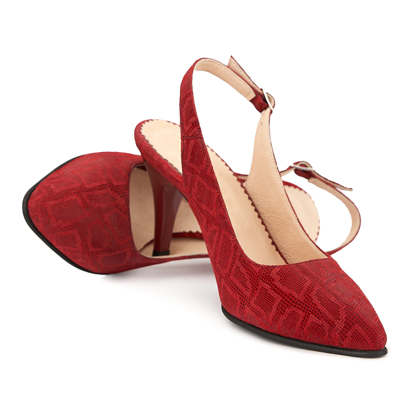 Sandale dama elegante din piele rosie cu model 5003 - Image 4