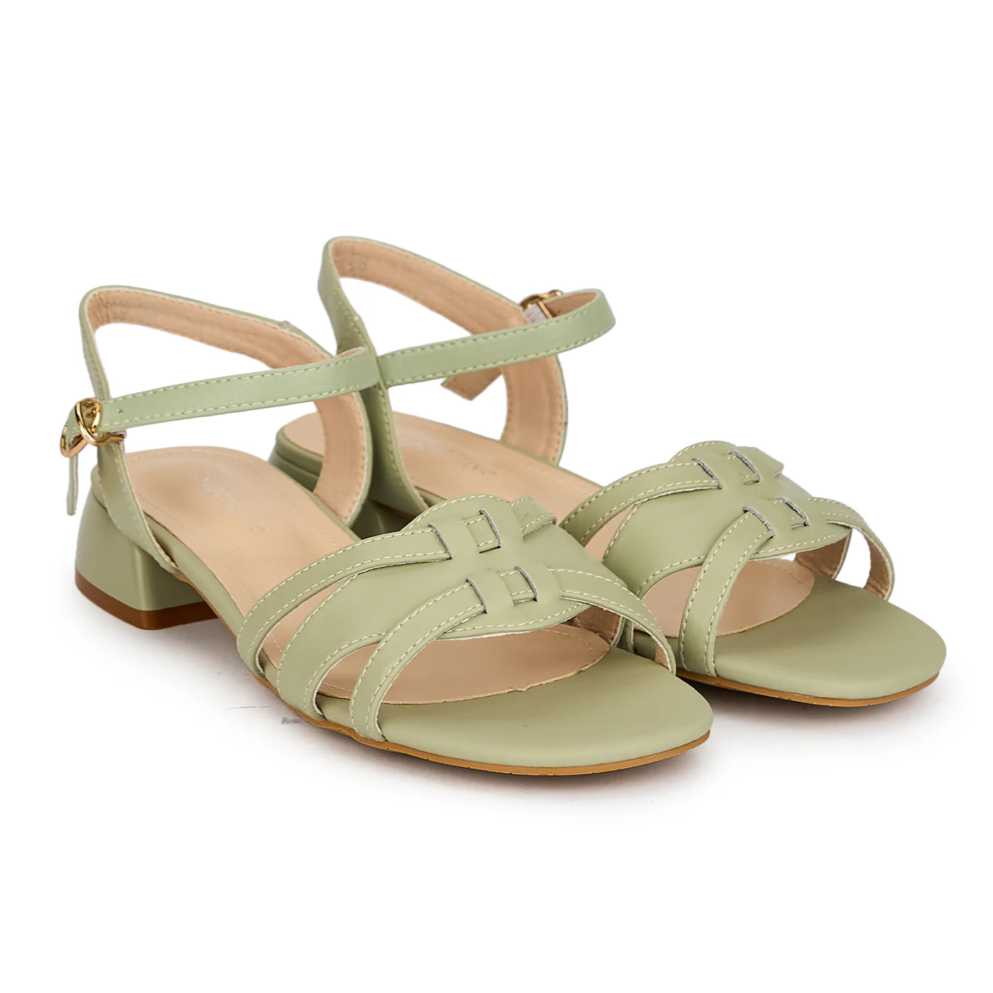 Sandale elegante dama din piele naturala verde cu toc mic 3 cm 19805 - Image 4