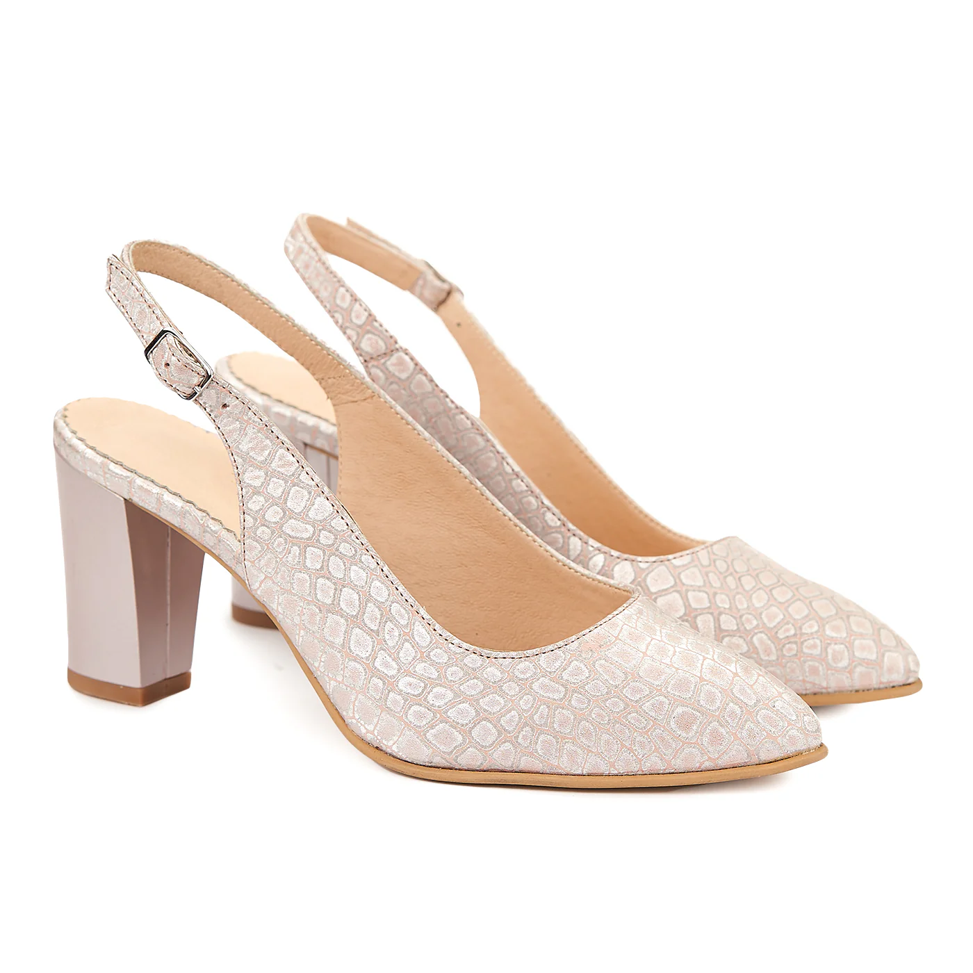 Sandale elegante din piele bej si toc gros 5010