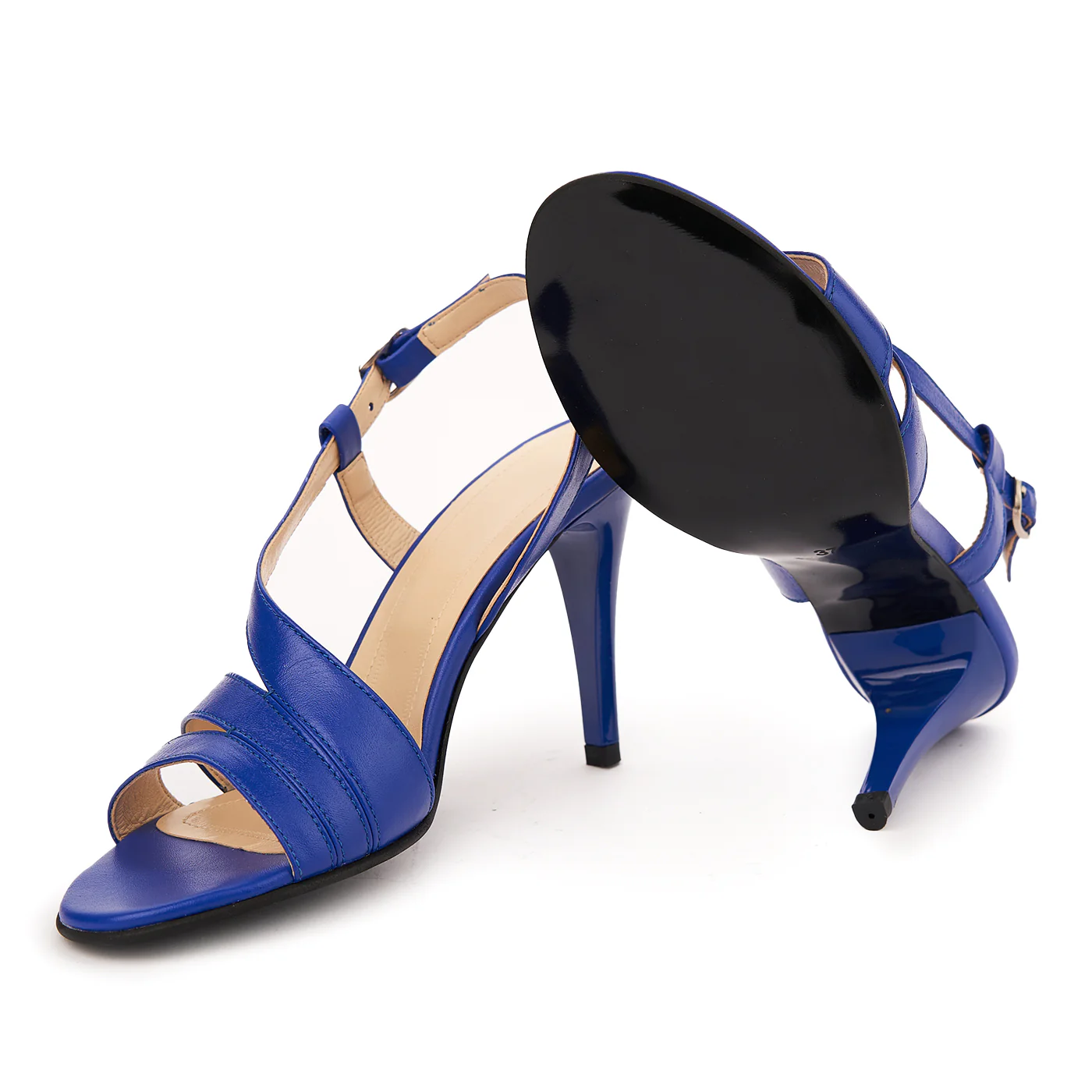 Sandale elegante din piele naturala albastru electric 5750 - Image 3