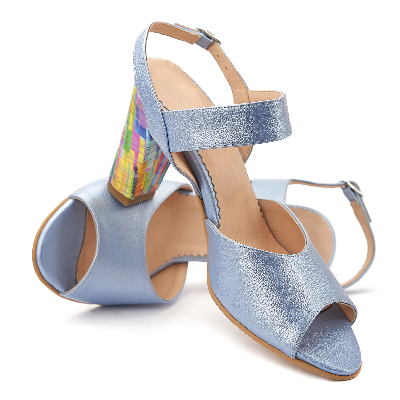 Sandale elegante din piele naturala bleu ciel 5084 - Image 5