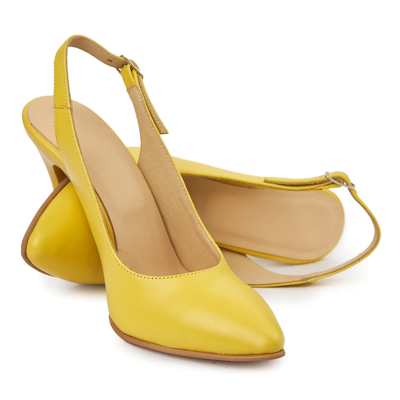 Sandale elegante din piele naturala galbena 5605 - Image 4
