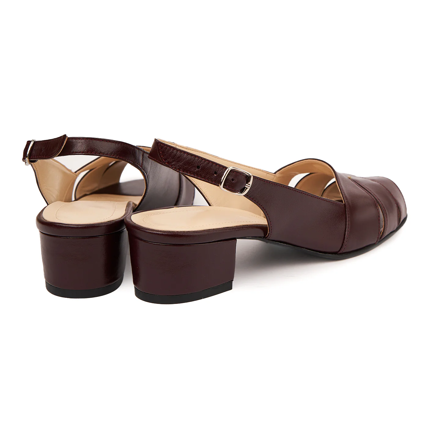 Sandale elegante din piele naturala grena cu toc mic 5526 - Image 2