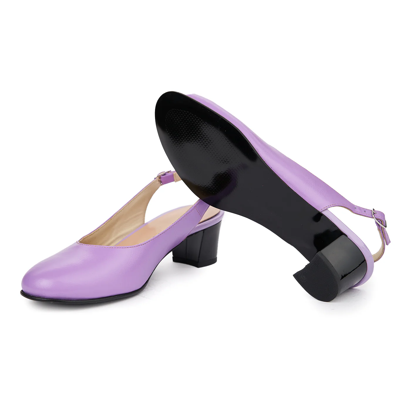 Sandale elegante din piele naturala lila 5422 - Image 3