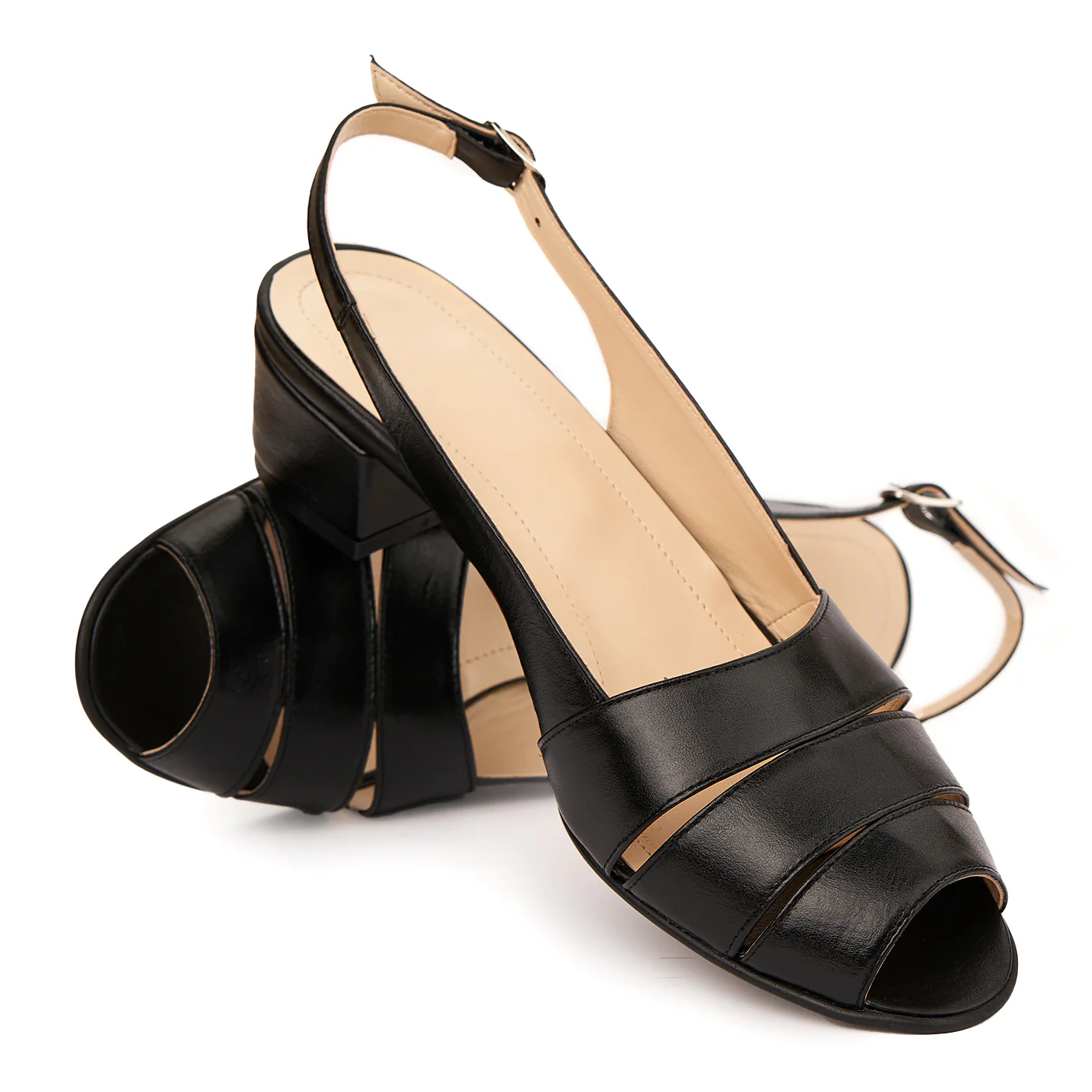Sandale elegante din piele naturala neagra cu toc mic 5527 - Image 4