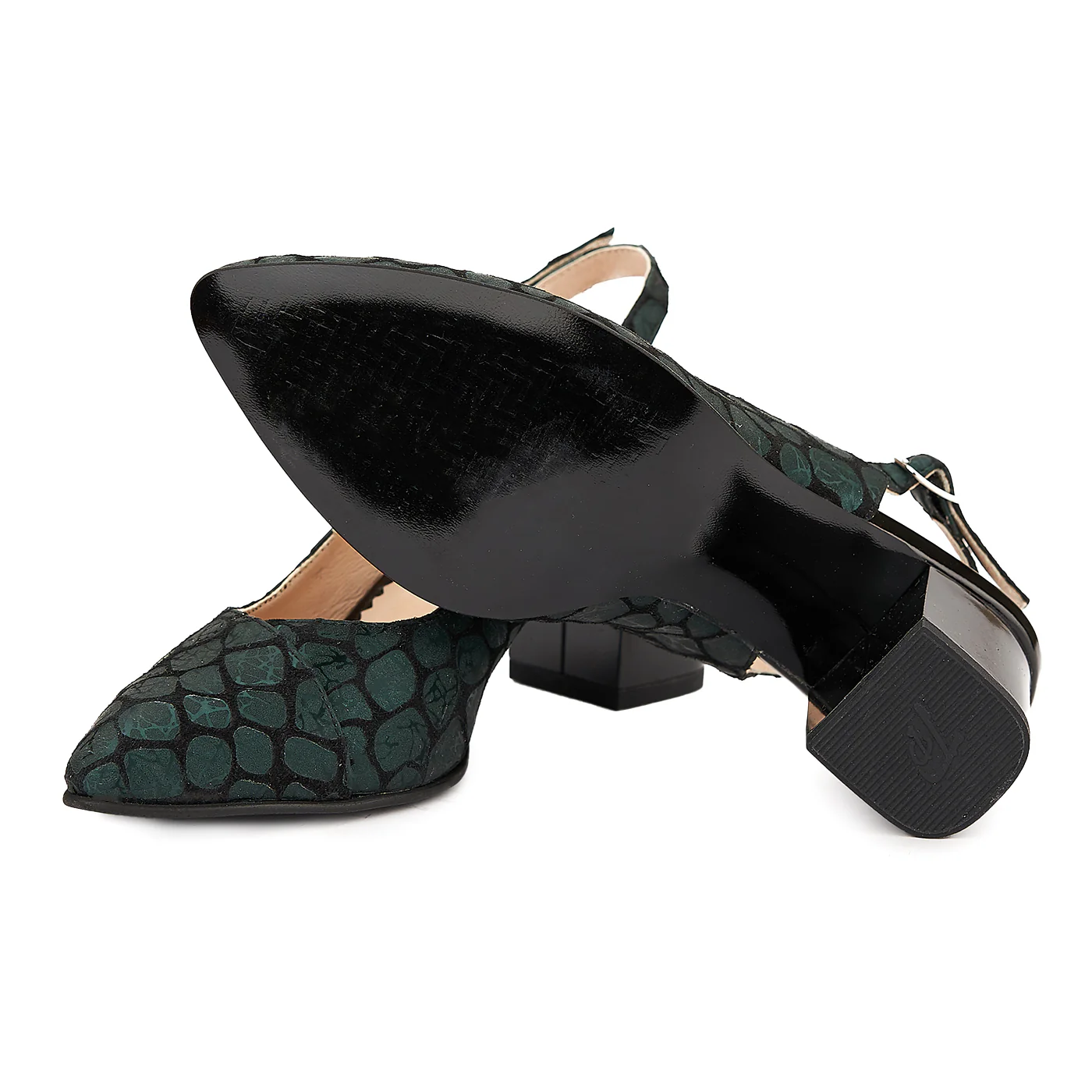 Sandale elegante din piele naturala neagra model verde 5062 - Image 3