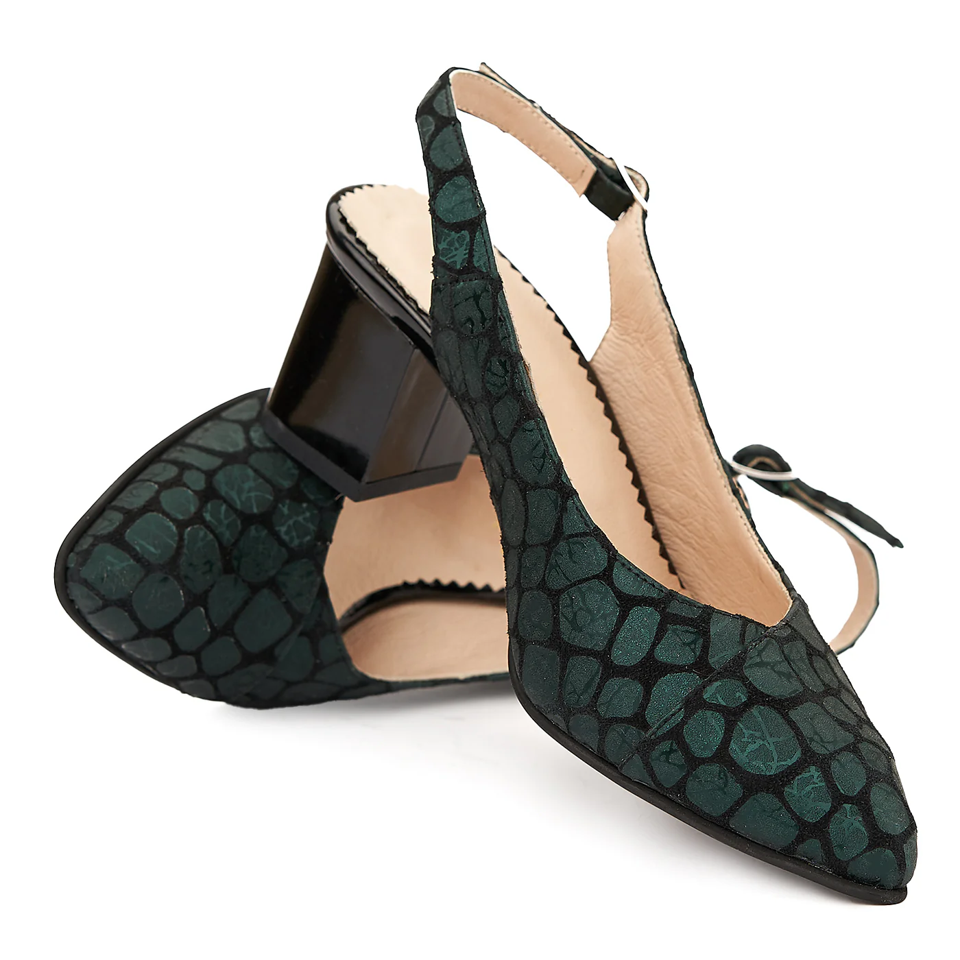 Sandale elegante din piele naturala neagra model verde 5062 - Image 4