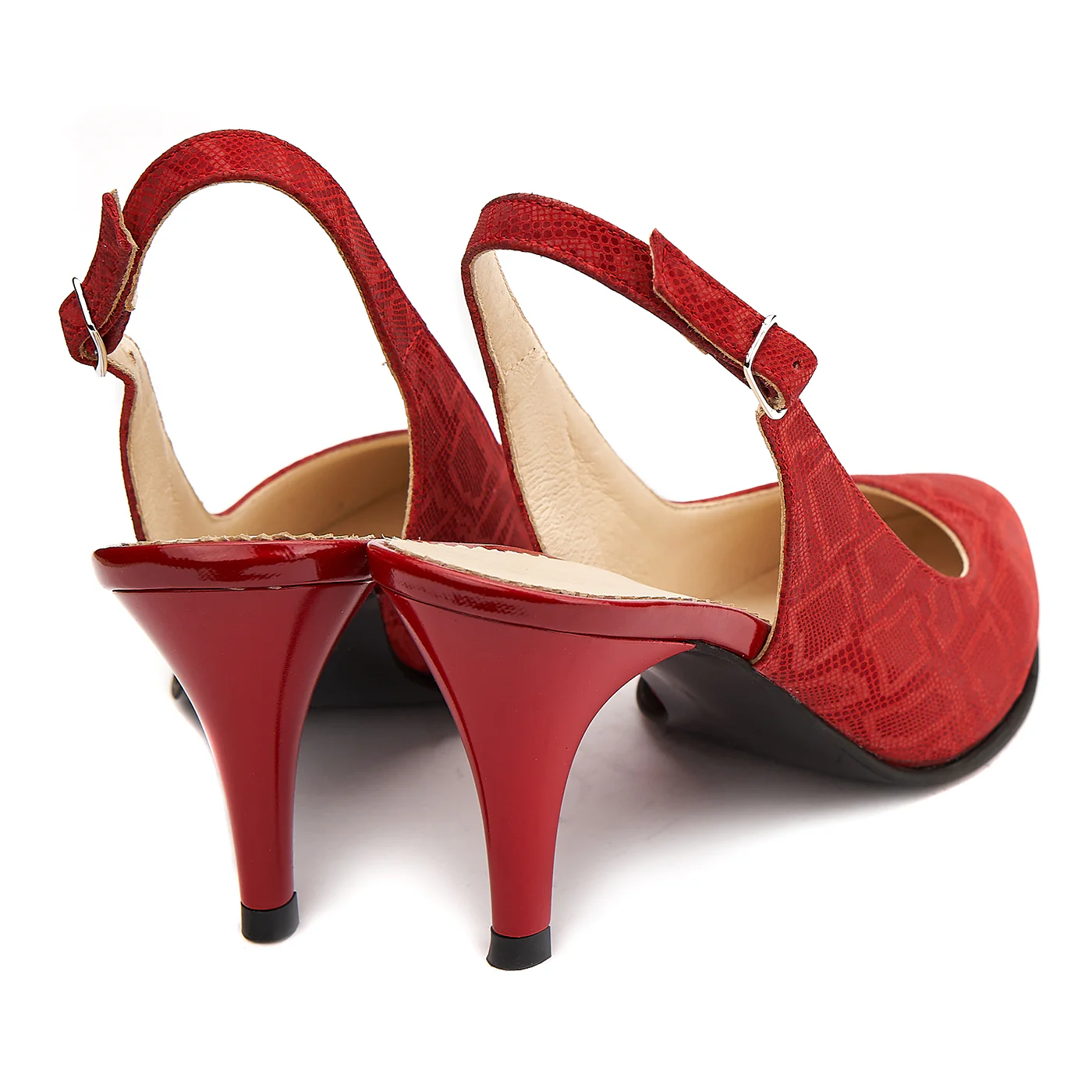 Sandale elegante din piele naturala rosie 5202 - Image 3