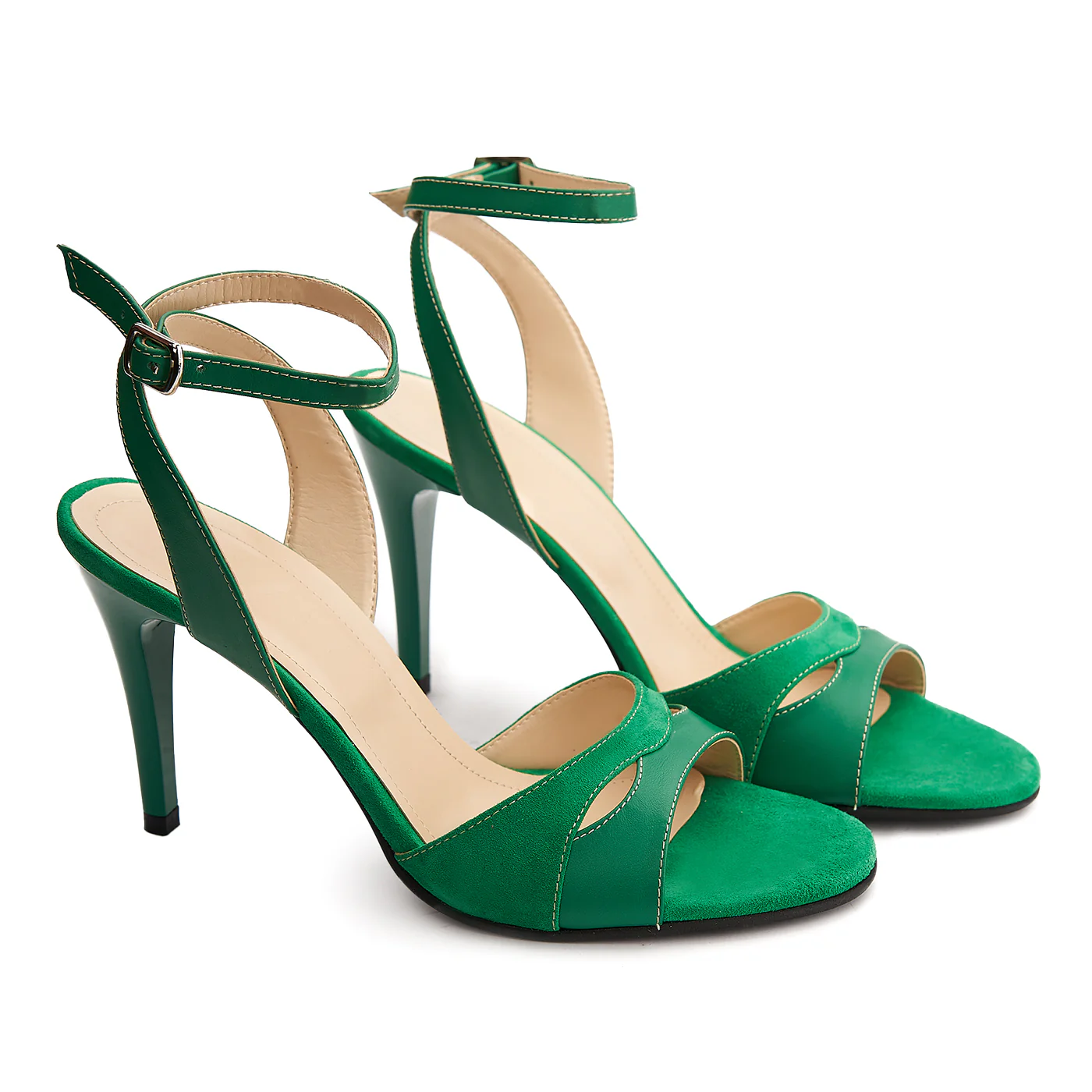 Sandale elegante din piele naturala verde 5172