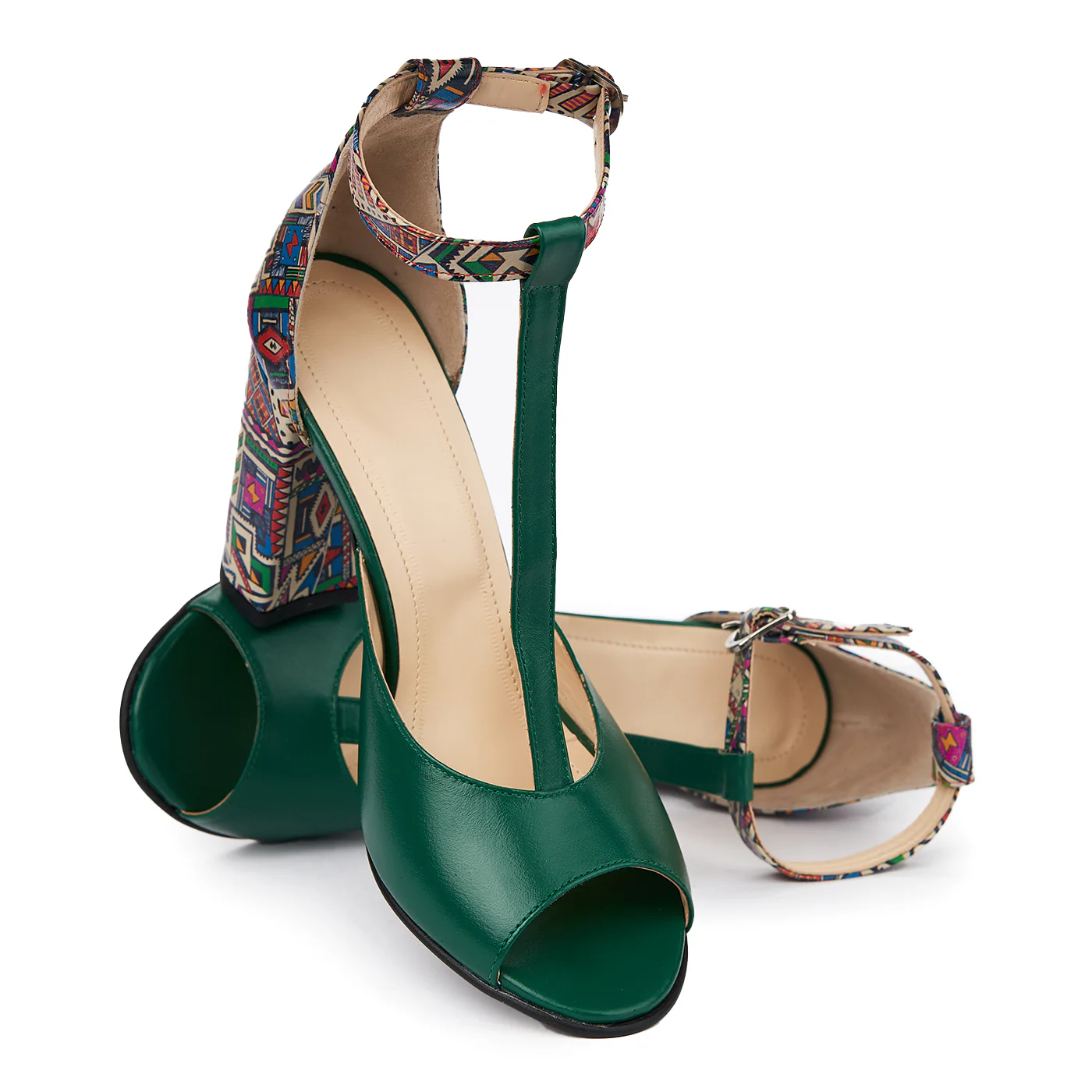 Sandale elegante din piele naturala verde 5594 - Image 4