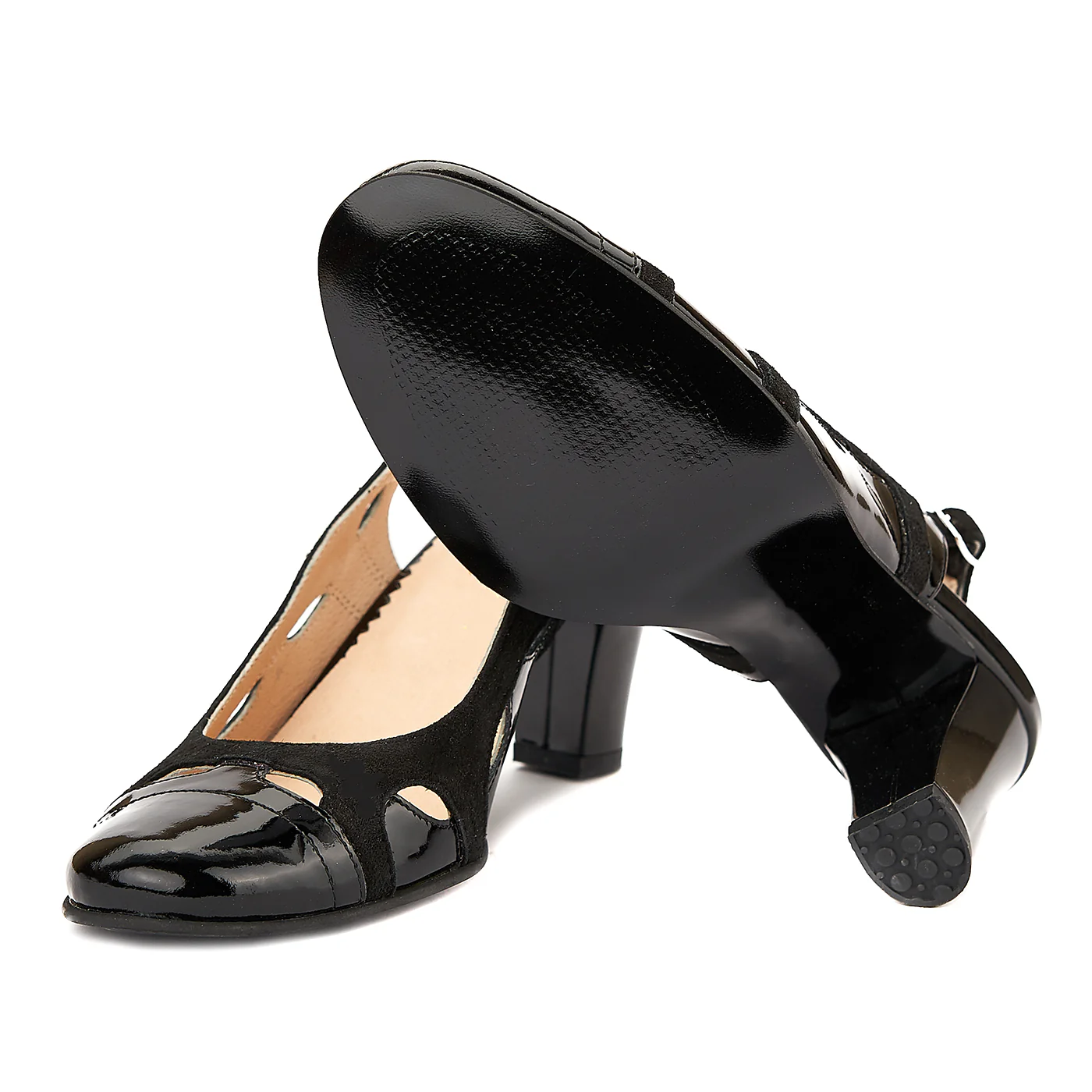 Sandale elegante din piele neagra cu toc comod 5006 - Image 3